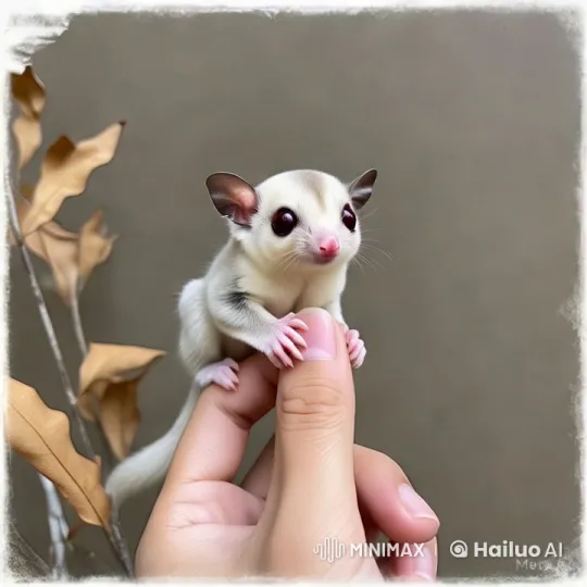 Sugar Glider Delicately Interacts with Human Hand – AI Generated Video | Hailuo AI