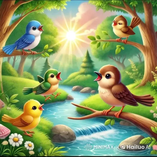 Tranquil Nature: Birds Sing by a Crystal Stream – AI Generated Video | Hailuo AI