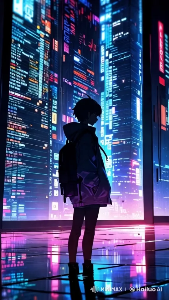 Futuristic Cityscape Exploration with Neon Aesthetics – AI Generated Video | Hailuo AI