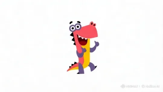 Colorful Dinosaur Dancing in White Space – AI Generated Video | Hailuo AI