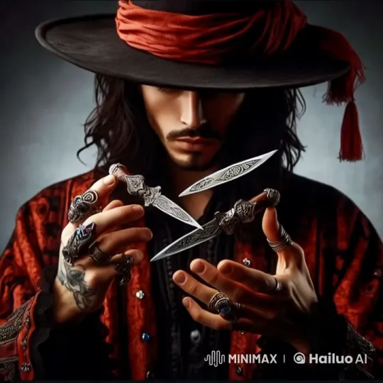 Mystical Knife Juggling with Intricate Fashion Display – AI Generated Video | Hailuo AI