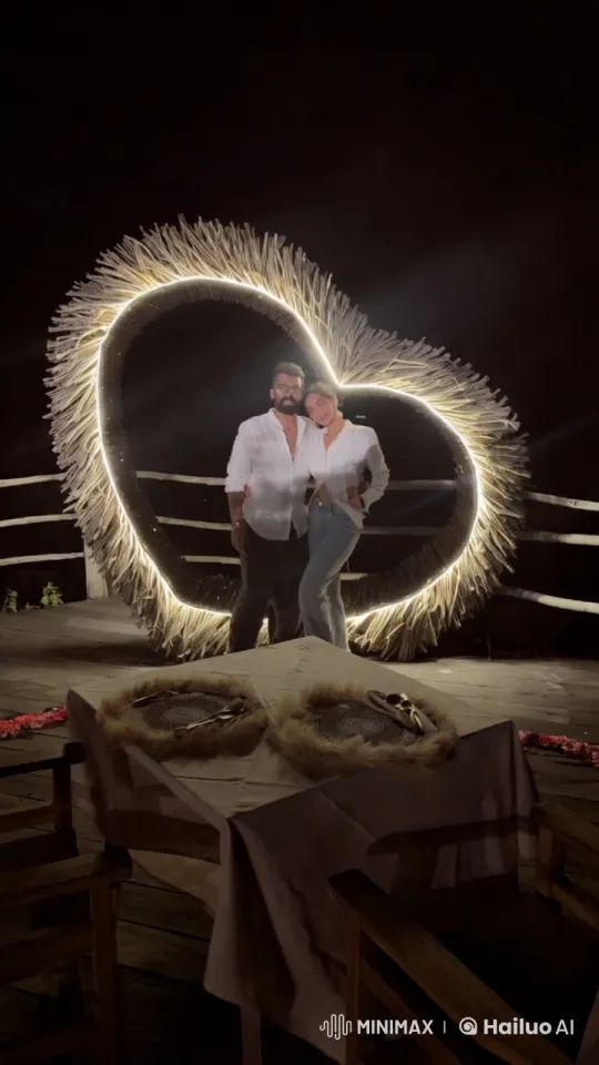 Romantic Couple Embraces in Heart-Shaped Light – AI Generated Video | Hailuo AI