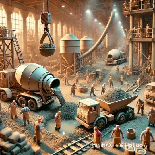 Industrial Aesthetic: Cement Factory and Laborers' Endeavors – AI Generated Video | Hailuo AI