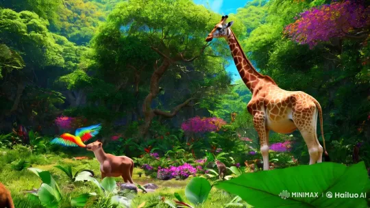 Vibrant Jungle: Wildlife in Natural Harmony – AI Generated Video | Hailuo AI