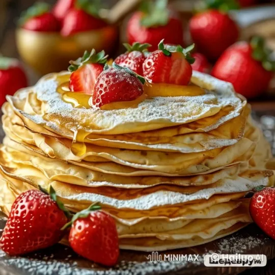 Golden Pancakes with Strawberries and a Playful Cat – AI Generated Video | Hailuo AI