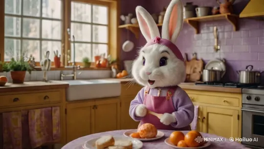 Bella Bunny in a Cheerful Kitchen Setting – AI Generated Video | Hailuo AI