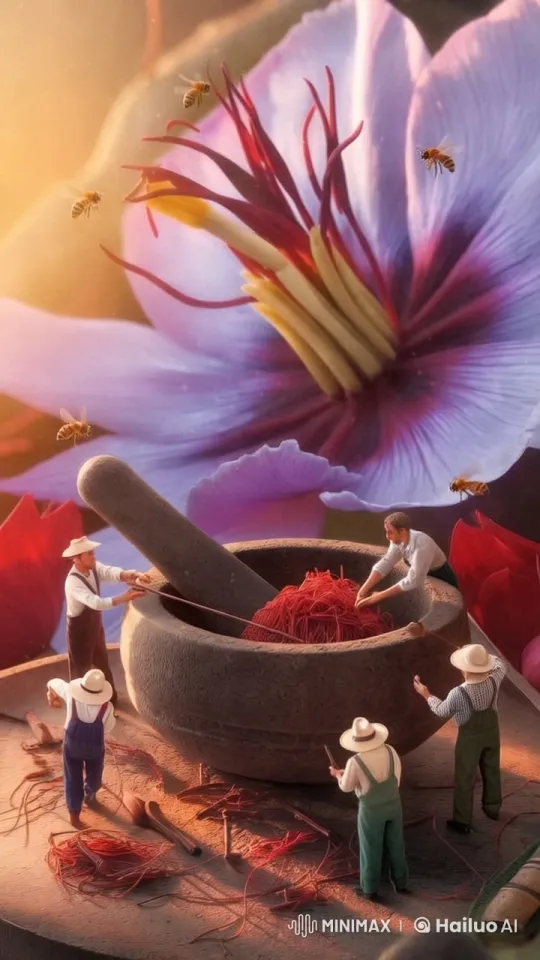 Saffron Harvesting: A Labor of Artistry and Precision – AI Generated Video | Hailuo AI