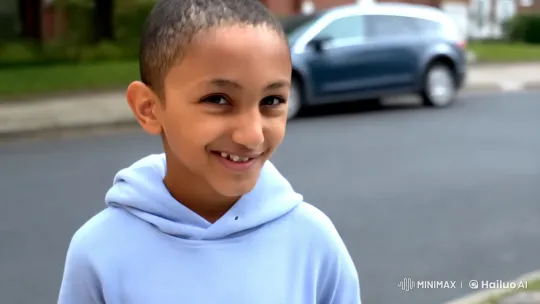 Young Boy Reflects on Suburban Street – AI Generated Video | Hailuo AI
