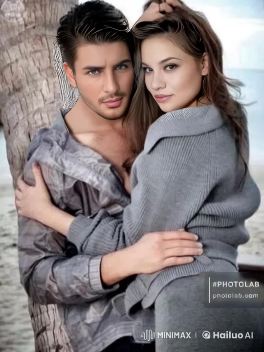 Couple Embraced Under Palm Tree, Sharing an Intimate Kiss – AI Generated Video | Hailuo AI
