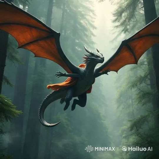 Dragon Soars Through Misty Forest in Majestic Flight – AI Generated Video | Hailuo AI