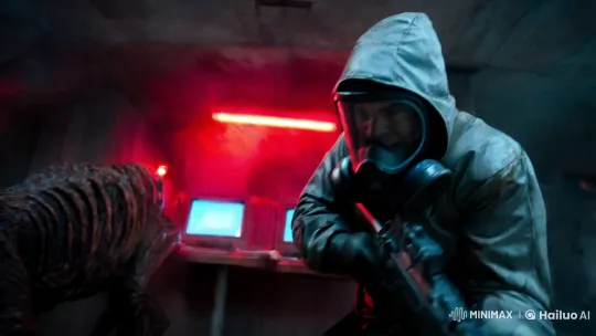 The Wanderer battles a mutant mole in a dark bunker. – AI Generated Video | Hailuo AI