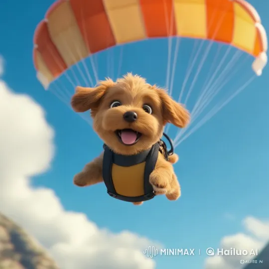 Cute Dog Overcomes Fear, Celebrates Freedom in Skydive – AI Generated Video | Hailuo AI