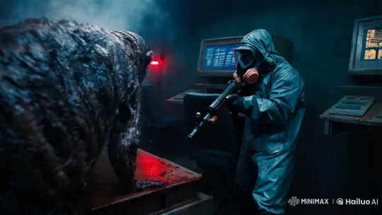 Post-Apocalyptic Confrontation: Wanderer vs. Giant Zombie Mole – AI Generated Video | Hailuo AI