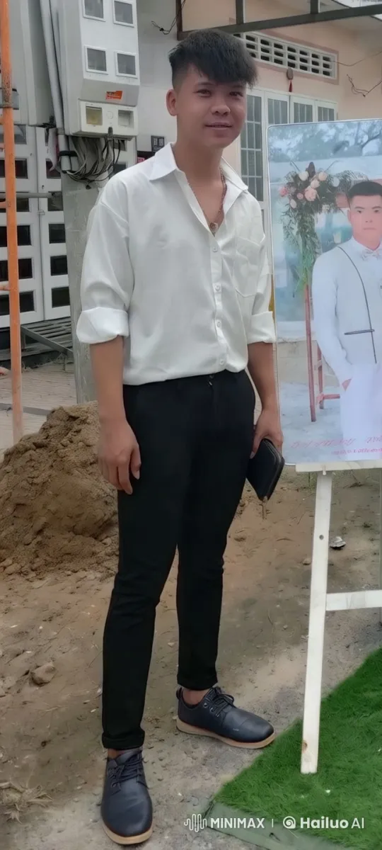 Young Man in Wedding Photo Amidst Construction and Tunnel Passage – AI Generated Video | Hailuo AI