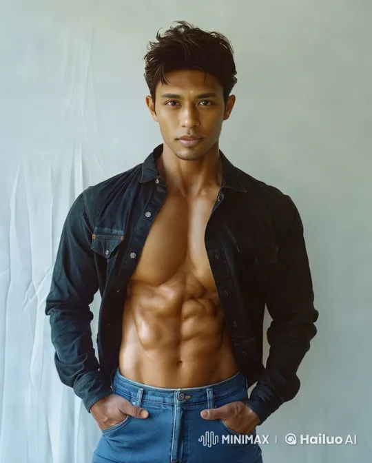Confident Male Model Showcases Physique – AI Generated Video | Hailuo AI