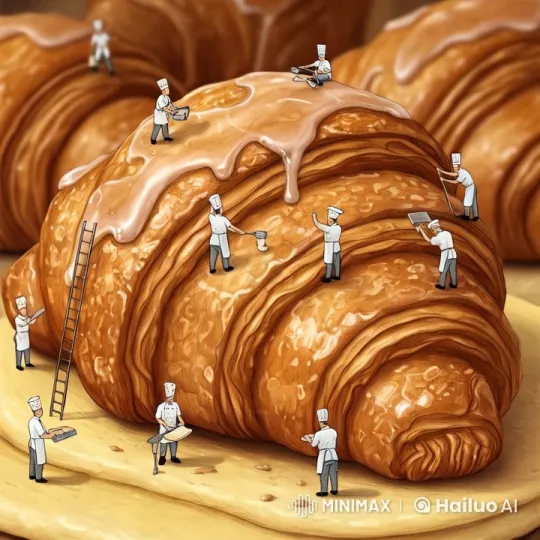Mini Chefs Craft Giant Croissant with Precision – AI Generated Video | Hailuo AI