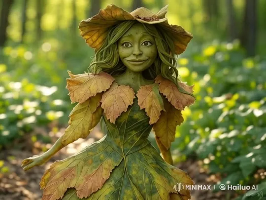 Dancing Leaf Doll in Enchanting Forest Setting – AI Generated Video | Hailuo AI