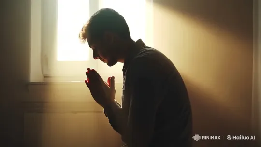 Devotion in Dim Light: A Prayerful Moment Captured – AI Generated Video | Hailuo AI
