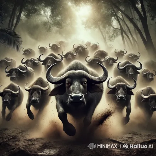 Buffaloes Stampede in Realistic Live2D Animation – AI Generated Video | Hailuo AI