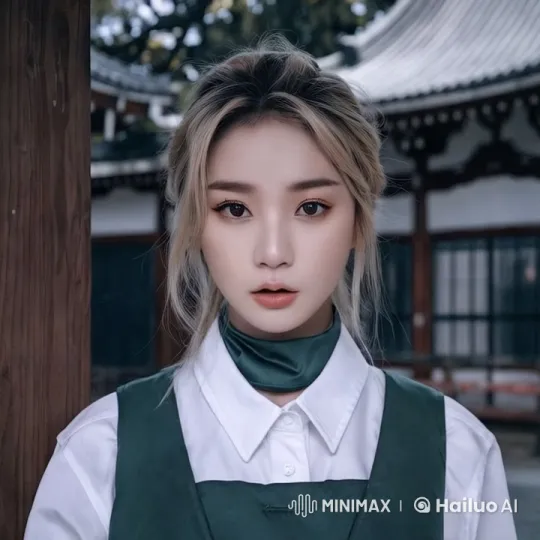 Woman Enjoying Beer Amidst Traditional Architecture – AI Generated Video | Hailuo AI