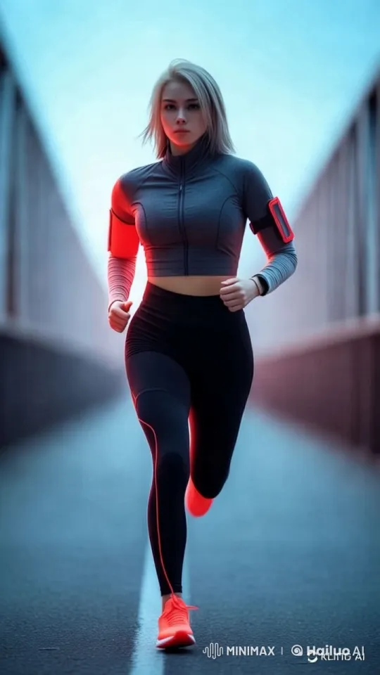 Futuristic Runner: Endurance on a Neon Bridge – AI Generated Video | Hailuo AI