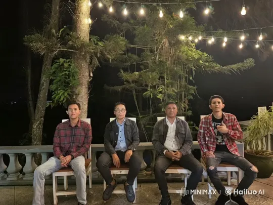 Nighttime Patio Kungfu Display by Four Men – AI Generated Video | Hailuo AI