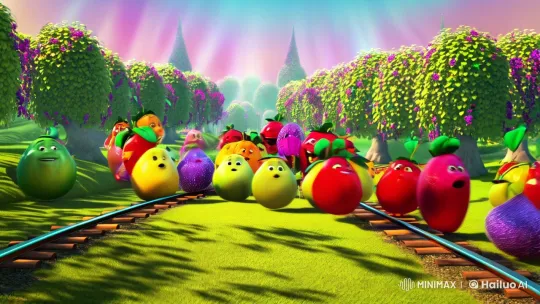 Magical Orchard: Animated Fruits' Whimsical Gathering – AI Generated Video | Hailuo AI