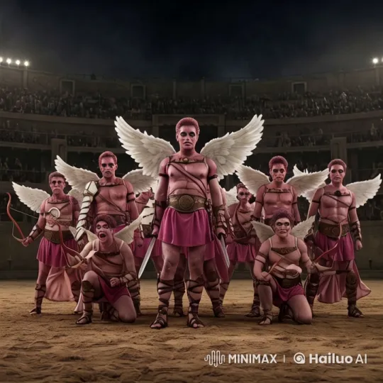 Angelic Warriors in Ancient Arena - Spectacle Tracking Shot – AI Generated Video | Hailuo AI
