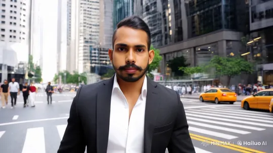 Stylish Man Walks Through Bustling City – AI Generated Video | Hailuo AI