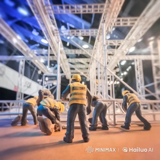 Industrial Teamwork: Building a Metal Framework – AI Generated Video | Hailuo AI