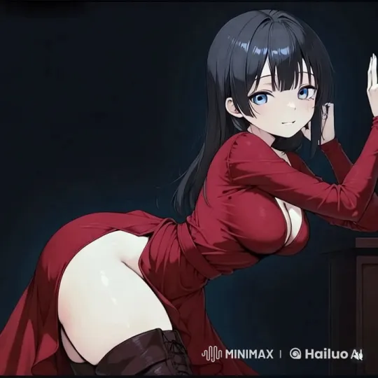 Live2D Video: Seductive Female Character in Red Dress – AI Generated Video | Hailuo AI