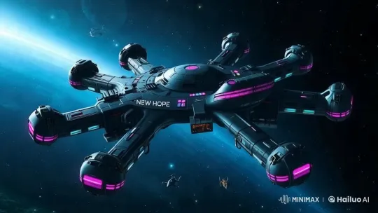 Futuristic Spaceship 'New Hope' in Space Panorama – AI Generated Video | Hailuo AI