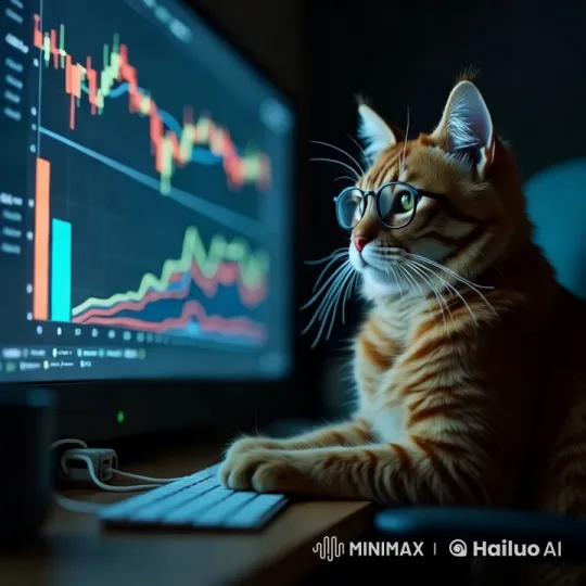 Cat Observes and Interacts with Dynamic Data on Screen – AI Generated Video | Hailuo AI