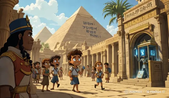 Kids Solve Riddle in Ancient Egypt, Escape in Time Machine – AI Generated Video | Hailuo AI