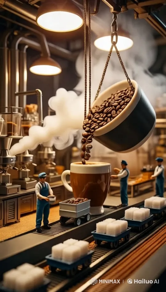 Miniature Factory: Coffee Production in Aesthetic Detail – AI Generated Video | Hailuo AI