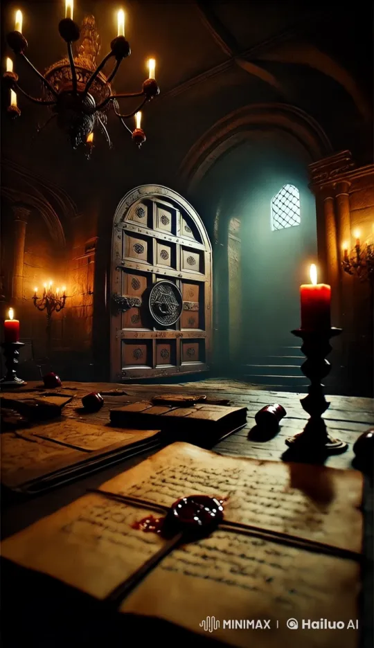 Mystical Chamber with Ancient Documents and Ornate Door – AI Generated Video | Hailuo AI