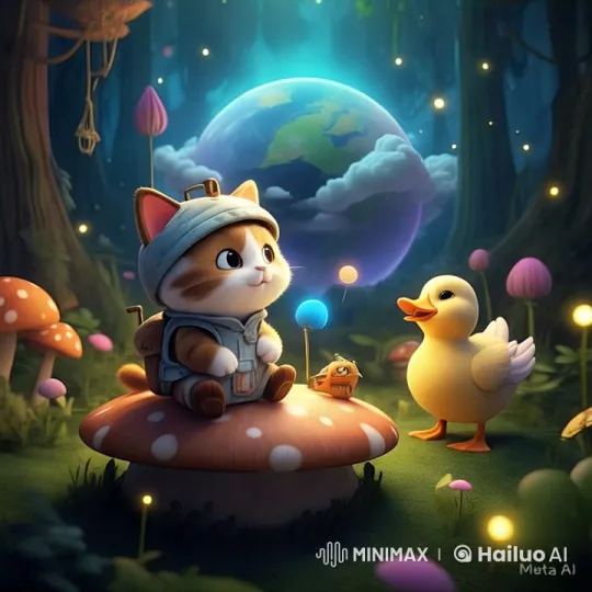 Magical Forest Adventure with Cat and Duck – AI Generated Video | Hailuo AI