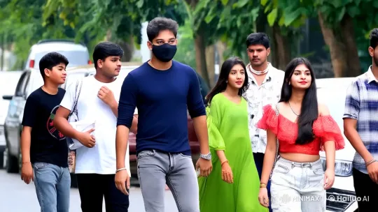 Confident Man in Gray Jeans Draws Attention on Bustling Street – AI Generated Video | Hailuo AI