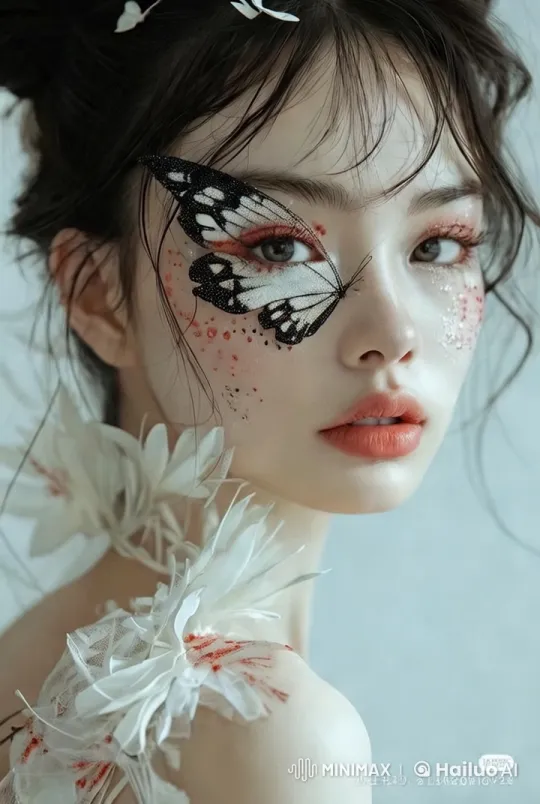 Serene Shoulder with Floral Decor and Fluttering Butterfly – AI Generated Video | Hailuo AI