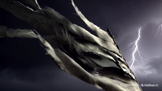 Tattered Banner in Stormy Winds: A Cinematic Study – AI Generated Video | Hailuo AI