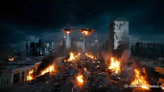 Dystopian City Under Assault by Terminators – AI Generated Video | Hailuo AI