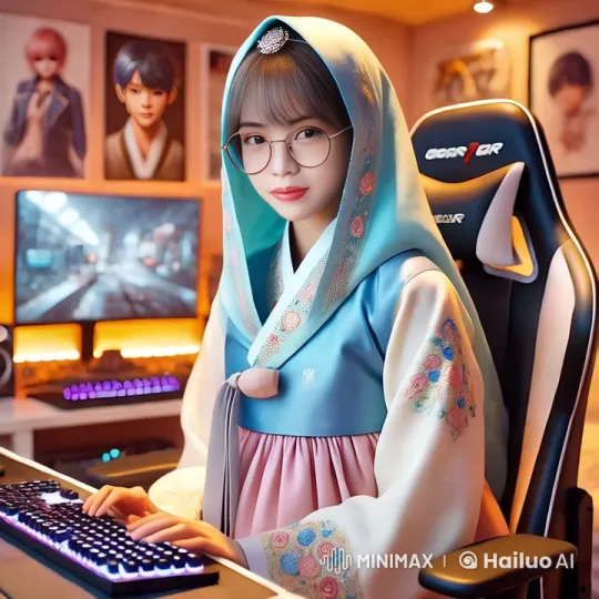 Traditional Hanbok Gamer Engages in Play – AI Generated Video | Hailuo AI