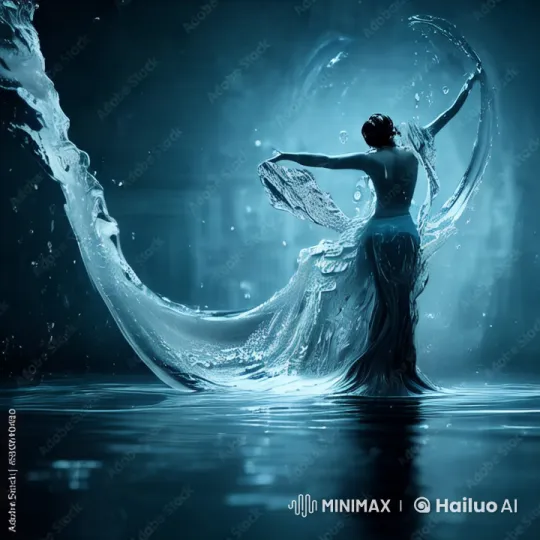 Girl Conjures Portal with Graceful Water Manipulation – AI Generated Video | Hailuo AI