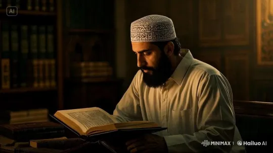 Devout Muslim Reads Quran in Spiritual Tranquility – AI Generated Video | Hailuo AI