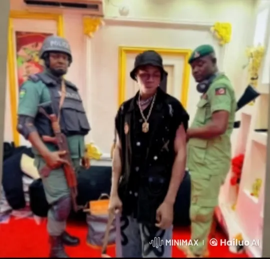 Stylish Drama: Police Encounter in Red Room – AI Generated Video | Hailuo AI