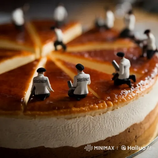 Artistic Cheesecake Craftsmanship by DÜZCÖNLER Workers – AI Generated Video | Hailuo AI