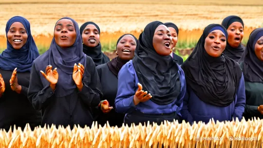 Joyful Black Muslim Women Singing on Wheat Farm – AI Generated Video | Hailuo AI