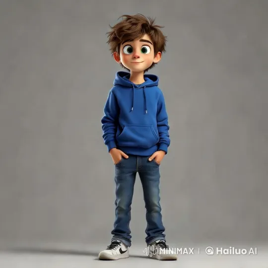 Confident Boy in Minimalist Studio Setting – AI Generated Video | Hailuo AI