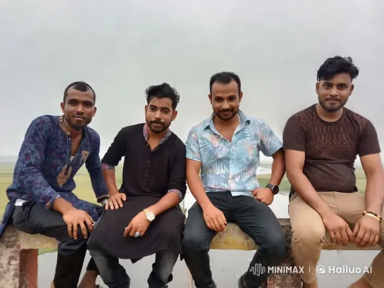 Four Men Enjoying Friendship on a Misty Overcast Day – AI Generated Video | Hailuo AI