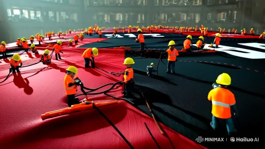 Miniature Workers Construct a Giant Sports Jersey – AI Generated Video | Hailuo AI